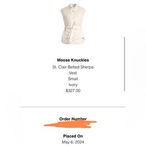 Moose Knuckles Ivory st Clair belted Sherpa Vest